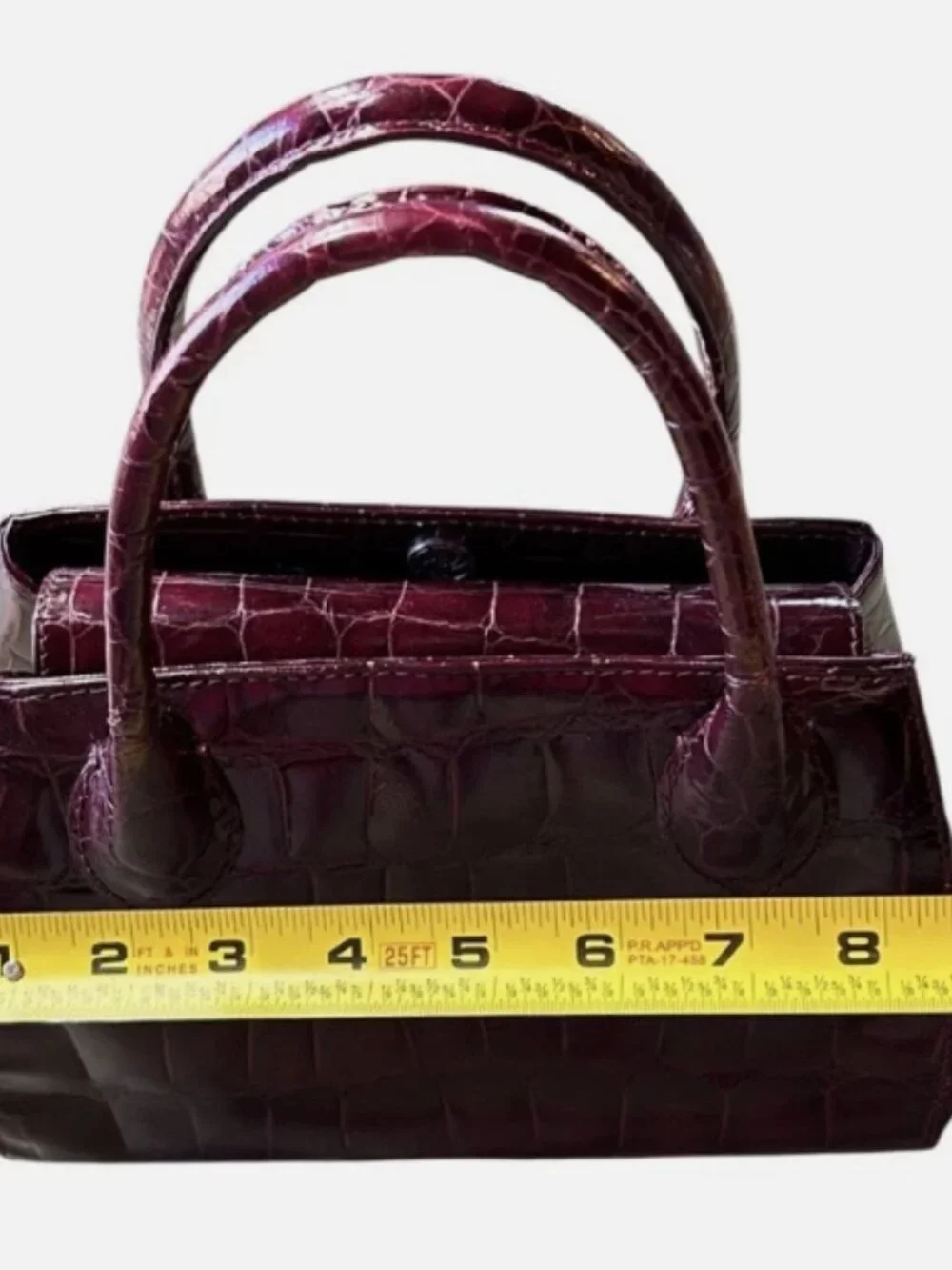VINTAGE DESMO ITALIAN CROC PURSE BURGUNDY SMALL SCUFFS ON CORNERS